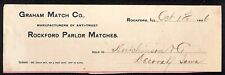 Graham Match - Rockford Parlor Matches Hutchinson Decorah, IA* Cut 1896 Billhead picture