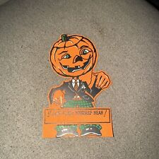 Vintage Halloween Place Card Jack O Lantern JOL Place Yourself Heah picture
