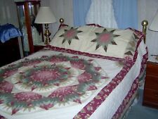 King/Queen Vintage Amish Style Compass Star Quilt , Shams+ Curtains 99 W x 114 L picture