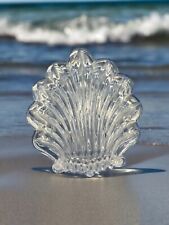 Vintage Glass Crystal Seashell Shape Trinket Box Scalloped Container Dish Clear picture