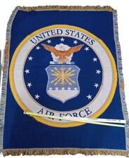 VTG United States Air Force vintage throw blanket woven fringe 60x40 USAF  picture