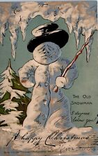 1903 The Old Snowman Tuck's Christmas Series Embossed Postcard picture
