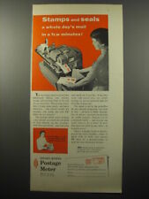 1955 Pitney-Bowes Postage Meter Ad - Stamps and seals a whole day's mail picture