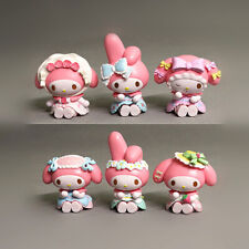 6pcs My Melody Cute Bow Tea Party Figure Toy PVC Doll Cake Toppers Decor Gift picture