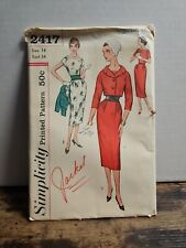 1958 Simplicity Printed Pattern 2417 Misses Dress, Jacket, Belt Size 14 Bust 34  picture