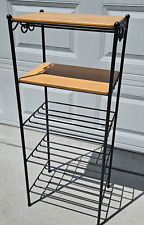 Vintage 2002 Longaberger Foundry Wrought Iron 5 Tier Stand w/ 2 Wood Shelves picture