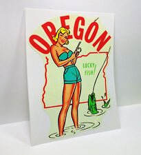 Oregon State Pinup Vintage Style Travel Decal, Vinyl Sticker, Luggage Label picture