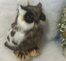 Spotted Owl Christmas Tree Ornament, Faux Fur, Woodland picture