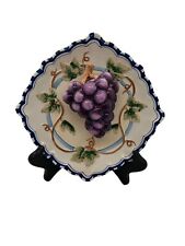 Bella Casa By Ganz Collectible Plate Hanging Decorative 3D Grapes 7.5