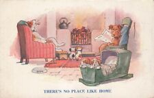 Bamforth Art Card Dog Family Sits at Fire There’s No Place Like Home 477 picture