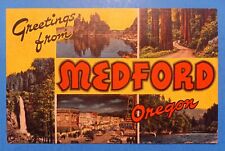 Medford Oregon Large Letter Linen Postcard 1930's picture