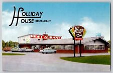 Holliday House Restaurant Huntsville AL Postcard 1950s Old Cars Chevy Diner picture
