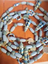 Vtg Nautical Strand 9ft  Garland Lighthouse Shells Hand Painted Beach Christmas picture