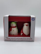 Snowman and Santa Claus Salt & Pepper Shakers Ceramic NIB Essential Home Kmart picture