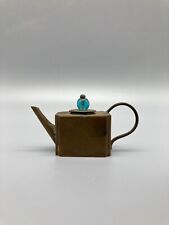 Antique ~ Chinese Dollhouse Miniature Oblong Shape Copper Teapot ~ picture