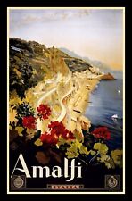Amalfi Italy - Vintage Travel Poster Image - BIG MAGNET 3.5 x 5 in picture