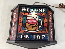 VINTAGE GENESEE BEER SIMULATED STAINED GLASS 3 PANEL LIGHTED SIGN-FAUX-WELCCOME picture