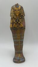 Egyptian King Tut With Mummy Ancient Figurine Statue Sarcophagus TUTANKHAMUN picture