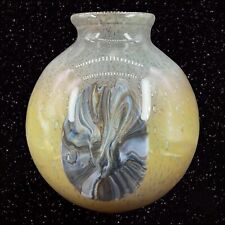 Venetian Large Round Art Glass Vase Multicolor With Small Bubbles Made In Italy picture