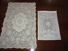 Pair of vintage rectangular  ivory lace doilies picture