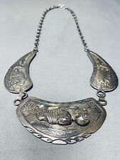 THE MOST DETAILED VINTAGE NAVAJO POTTERY STERLING SILVER NECKLACE picture