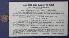 1951 Springfield Illinois Abraham Lincoln Expert Harry Pratt Ralph Bunche card - picture