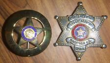 Lot of 2 Vintage Obsolete Deputy Sheriff Badge Wagoner County OK picture