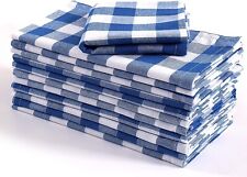 12 pack Blue & White Buffalo Check Cotton Fabric Napkins 20x20 inch New picture
