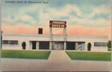 1940s WEATHERFORD Texas Postcard JORDANS DRIVE-IN Restaurant / Highway 80 LINEN picture