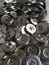 12 THICK METAL BUTTON  FROM ITALY Chrome/Silver Finish 23mm 7/8