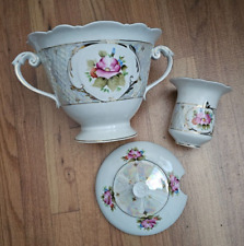 Unique Elegant Pearl Luster Ukrainian Porcelain Soup Tureen WITH Vase Set NEW picture