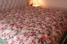 Vintage Full Victorian Tapestry Duvet Cover Large Roses Green Trim 98 x 89 picture