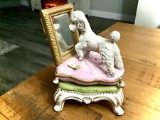 VTG RARE 194O’s WHIMSICAL CAPODIMONTE POODLE DOG FIGURINE LOOKING IN MIRROR 7