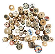 Vintage Wooden Spools of Thread Lot of 52 Some Have Thread picture
