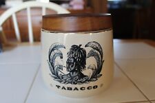Rare Vtg Hall Pottery Loose Leaf TABACCO Crock Humidor Native American Tobacco picture