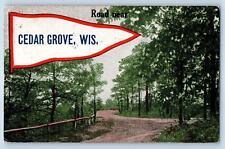 Cedar Grove Wisconsin WI Postcard Road Near And Trees Scenic View 1914 Antique picture