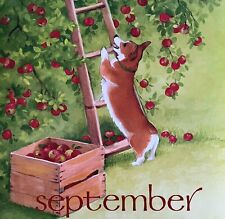 Corgi Apple Tree September Dog Days Poster Calendar 14 x 11