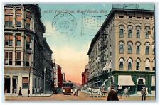 1912 View Of Pearl Street Trolley Horse Wagon Grand Rapids Michigan MI Postcard picture