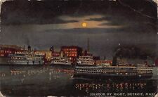 Detroit MI Michigan J.T. Wing Advertising Sign Harbor Moonlight Vtg Postcard P2 picture