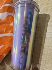 Dunkin Donuts 24oz Valentines Day Tumbler, Heart Shaped straw Irridescent picture