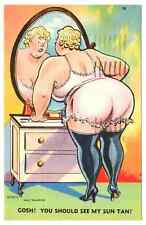 1961 Postmarked Postcard Risque Comic Gosh You should see my sun tan underwear picture