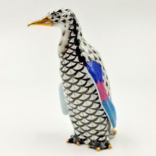 HEREND Penguin FIGURINE Black Fishnet 15326 VHNM (List $585) picture