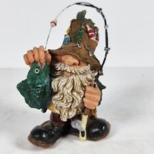 Fisherman Gnome Figurine With Fishing Lures On Hat Fishing Troutman Resin 4
