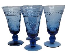 VTG Cobalt Blue Drinking Glasses Goblets Navajo Indian Design 7