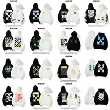 Men women off Plush Hoodie white LOOSE Hooded Sweatshirt Pullover Tops ow picture
