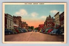 Newport VT-Vermont, Main Street, Advertising, Antique, Vintage Postcard picture
