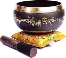 Tibetan Singing Bowl Set Bronze - Master Healing Grade - With Tibetan Thangka - picture