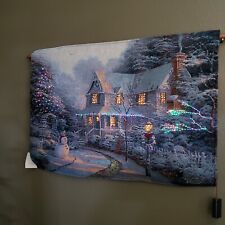 Thomas Kinkade The Night Before Christmas Fiber Optics Wall Tapestry Lighted 36” picture
