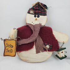 Vintage Handmade Holiday Snowman Wood 10 Inch picture