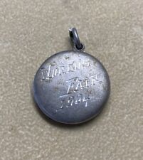 Antique Souvenir Jewelry 1904 Worlds Fair Carved Locket Silver-tone Metal Old picture